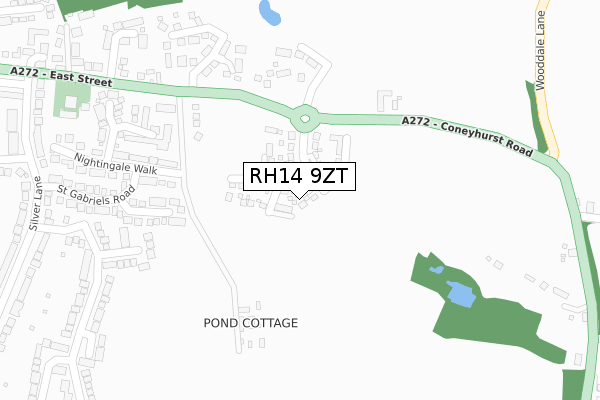 RH14 9ZT map - large scale - OS Open Zoomstack (Ordnance Survey)