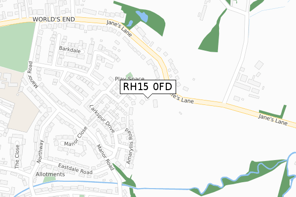 RH15 0FD map - large scale - OS Open Zoomstack (Ordnance Survey)