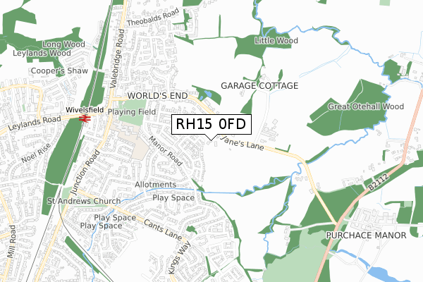 RH15 0FD map - small scale - OS Open Zoomstack (Ordnance Survey)