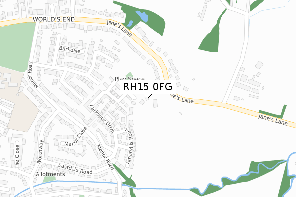 RH15 0FG map - large scale - OS Open Zoomstack (Ordnance Survey)