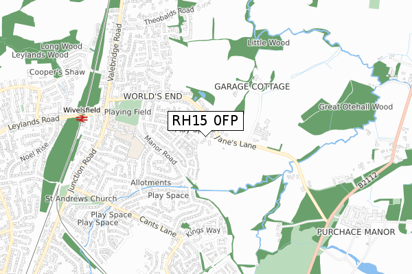 RH15 0FP map - small scale - OS Open Zoomstack (Ordnance Survey)