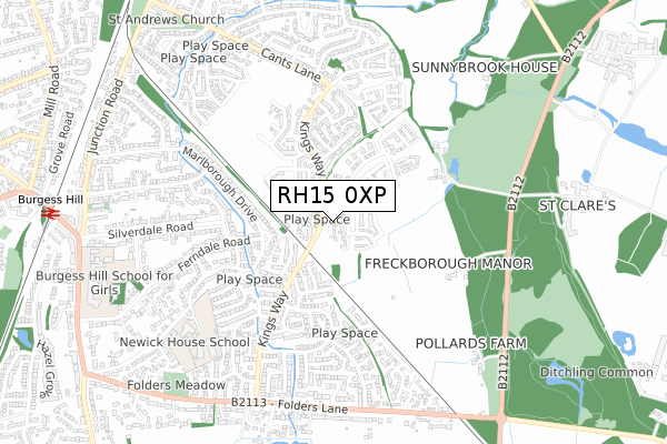 RH15 0XP map - small scale - OS Open Zoomstack (Ordnance Survey)