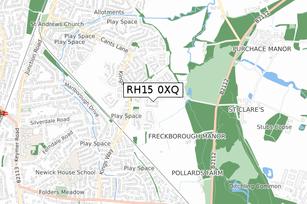 RH15 0XQ map - small scale - OS Open Zoomstack (Ordnance Survey)