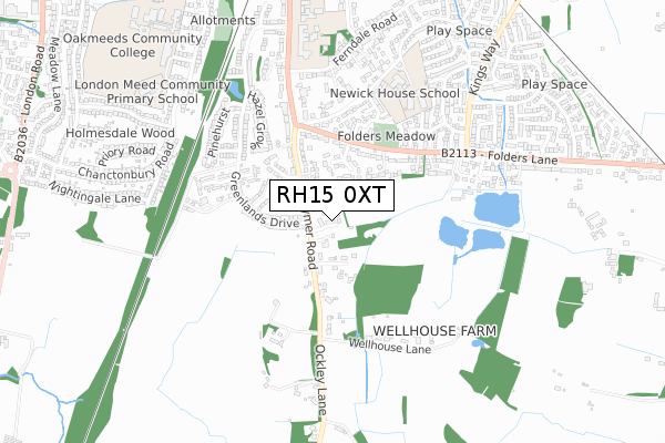 RH15 0XT map - small scale - OS Open Zoomstack (Ordnance Survey)