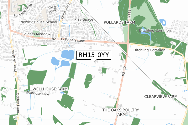 RH15 0YY map - small scale - OS Open Zoomstack (Ordnance Survey)