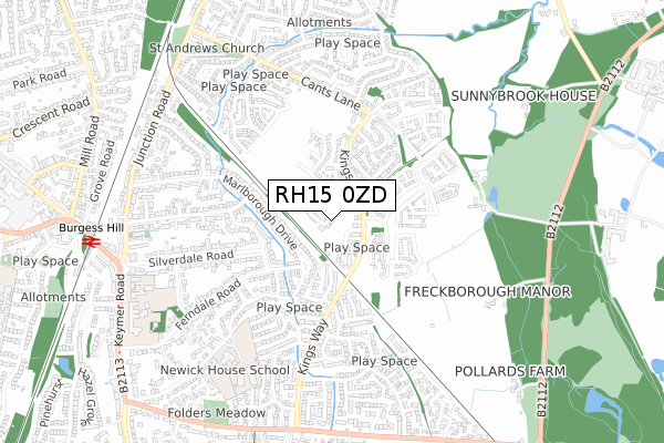 RH15 0ZD map - small scale - OS Open Zoomstack (Ordnance Survey)