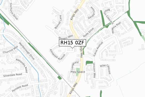 RH15 0ZF map - large scale - OS Open Zoomstack (Ordnance Survey)