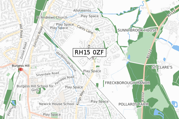 RH15 0ZF map - small scale - OS Open Zoomstack (Ordnance Survey)