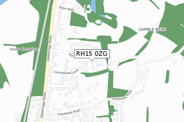 RH15 0ZG map - large scale - OS Open Zoomstack (Ordnance Survey)