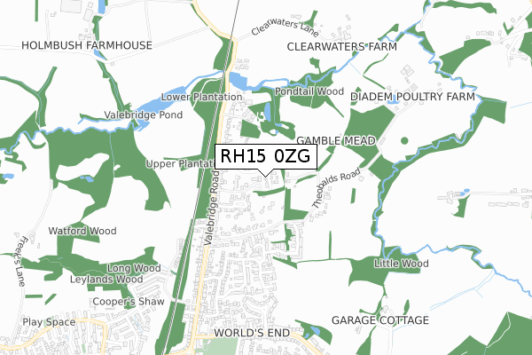 RH15 0ZG map - small scale - OS Open Zoomstack (Ordnance Survey)