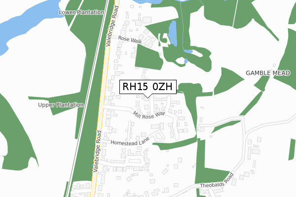 RH15 0ZH map - large scale - OS Open Zoomstack (Ordnance Survey)