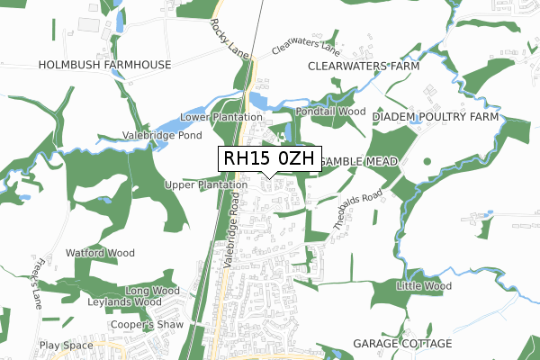 RH15 0ZH map - small scale - OS Open Zoomstack (Ordnance Survey)