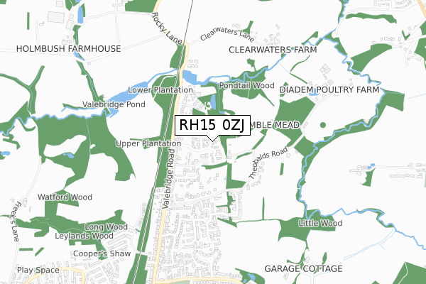 RH15 0ZJ map - small scale - OS Open Zoomstack (Ordnance Survey)