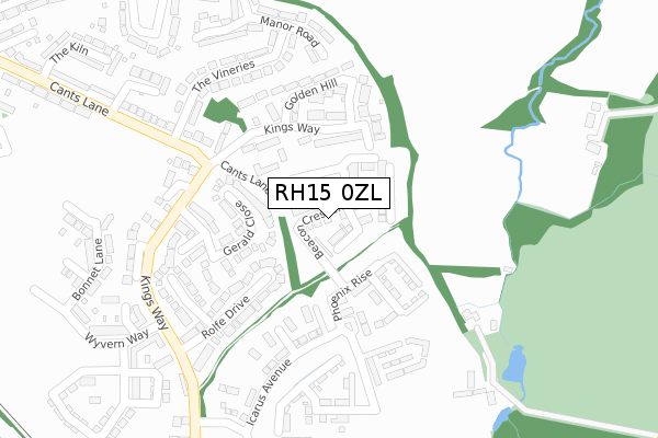 RH15 0ZL map - large scale - OS Open Zoomstack (Ordnance Survey)