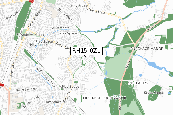 RH15 0ZL map - small scale - OS Open Zoomstack (Ordnance Survey)