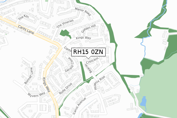 RH15 0ZN map - large scale - OS Open Zoomstack (Ordnance Survey)