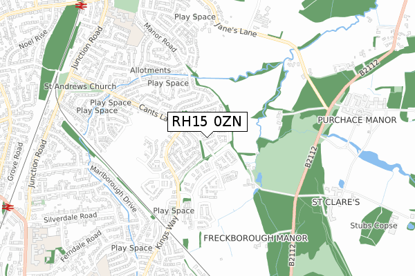 RH15 0ZN map - small scale - OS Open Zoomstack (Ordnance Survey)