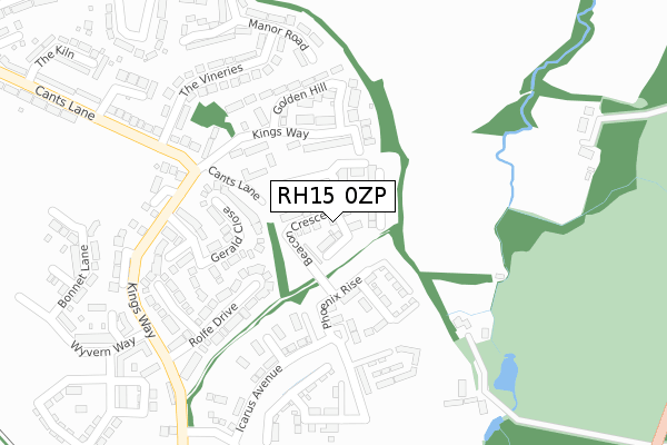 RH15 0ZP map - large scale - OS Open Zoomstack (Ordnance Survey)