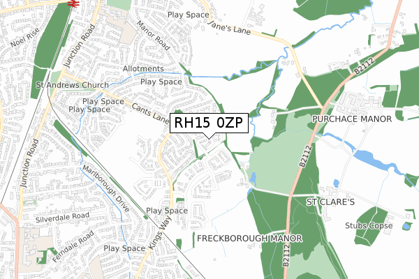 RH15 0ZP map - small scale - OS Open Zoomstack (Ordnance Survey)