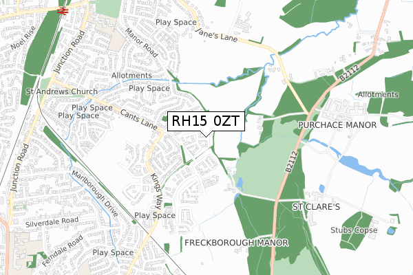 RH15 0ZT map - small scale - OS Open Zoomstack (Ordnance Survey)