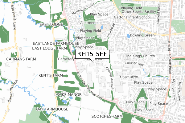 RH15 5EF map - small scale - OS Open Zoomstack (Ordnance Survey)