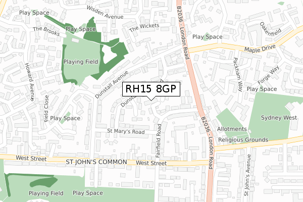 RH15 8GP map - large scale - OS Open Zoomstack (Ordnance Survey)