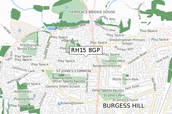 RH15 8GP map - small scale - OS Open Zoomstack (Ordnance Survey)