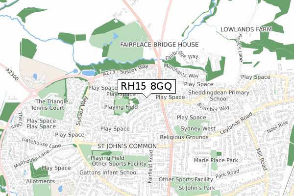 RH15 8GQ map - small scale - OS Open Zoomstack (Ordnance Survey)