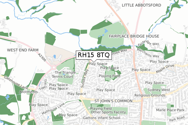 RH15 8TQ map - small scale - OS Open Zoomstack (Ordnance Survey)