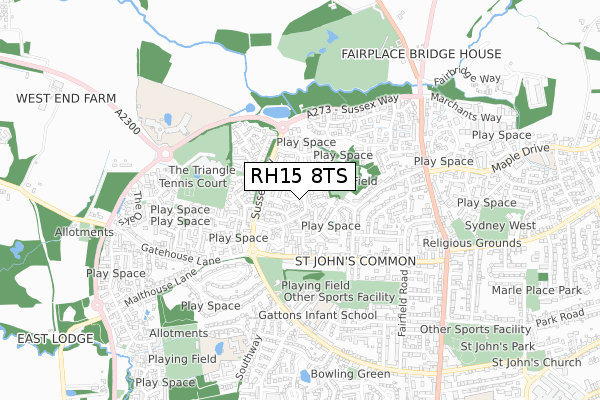 RH15 8TS map - small scale - OS Open Zoomstack (Ordnance Survey)