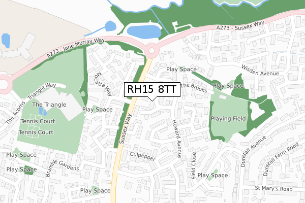 RH15 8TT map - large scale - OS Open Zoomstack (Ordnance Survey)