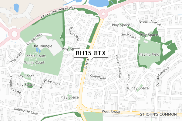 RH15 8TX map - large scale - OS Open Zoomstack (Ordnance Survey)