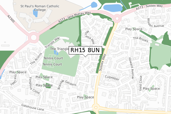 RH15 8UN map - large scale - OS Open Zoomstack (Ordnance Survey)