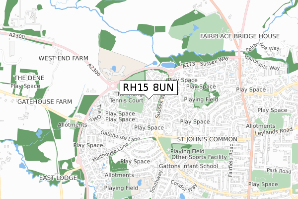 RH15 8UN map - small scale - OS Open Zoomstack (Ordnance Survey)