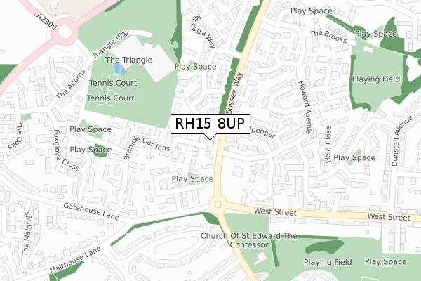 RH15 8UP map - large scale - OS Open Zoomstack (Ordnance Survey)