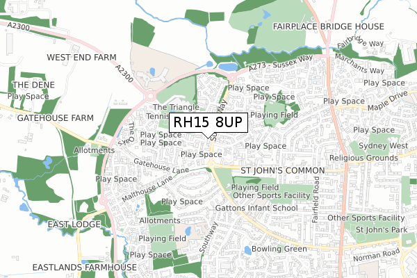 RH15 8UP map - small scale - OS Open Zoomstack (Ordnance Survey)