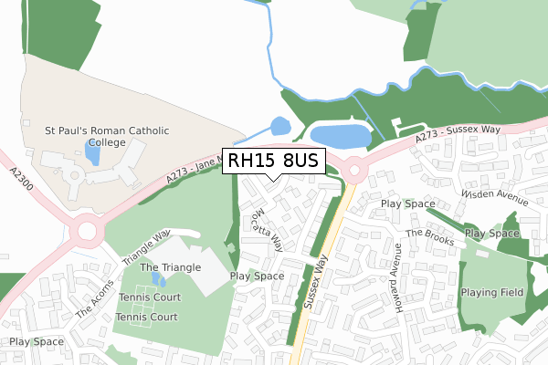 RH15 8US map - large scale - OS Open Zoomstack (Ordnance Survey)