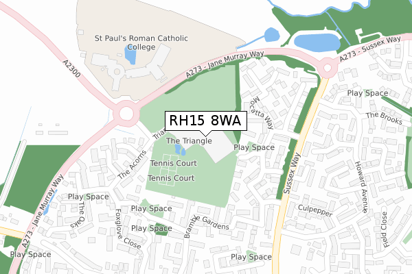 RH15 8WA map - large scale - OS Open Zoomstack (Ordnance Survey)