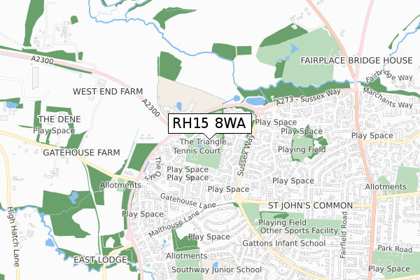 RH15 8WA map - small scale - OS Open Zoomstack (Ordnance Survey)