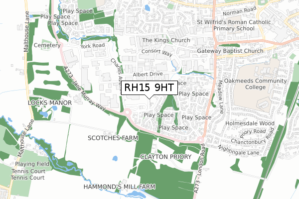 RH15 9HT map - small scale - OS Open Zoomstack (Ordnance Survey)