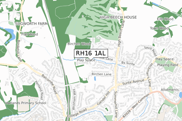 RH16 1AL map - small scale - OS Open Zoomstack (Ordnance Survey)