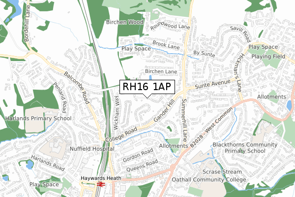 RH16 1AP map - small scale - OS Open Zoomstack (Ordnance Survey)