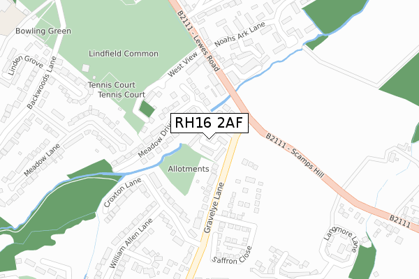 RH16 2AF map - large scale - OS Open Zoomstack (Ordnance Survey)