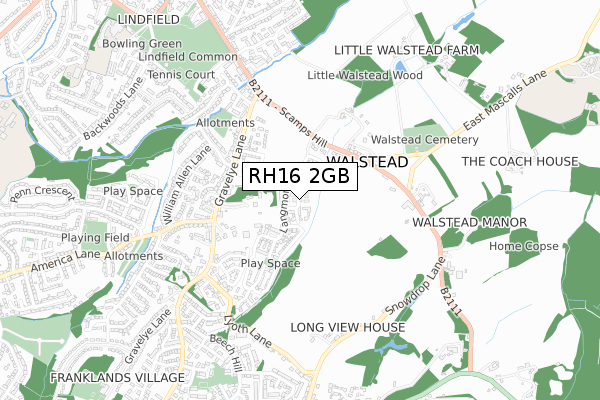 RH16 2GB map - small scale - OS Open Zoomstack (Ordnance Survey)