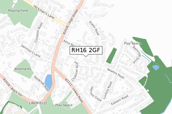 RH16 2GF map - large scale - OS Open Zoomstack (Ordnance Survey)