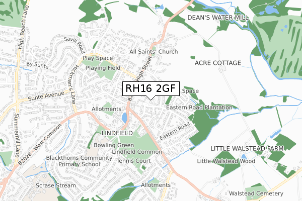 RH16 2GF map - small scale - OS Open Zoomstack (Ordnance Survey)