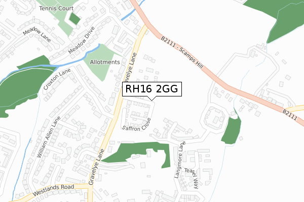 RH16 2GG map - large scale - OS Open Zoomstack (Ordnance Survey)