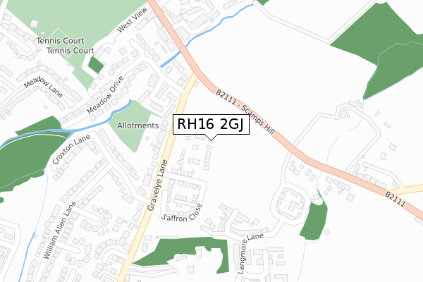 RH16 2GJ map - large scale - OS Open Zoomstack (Ordnance Survey)