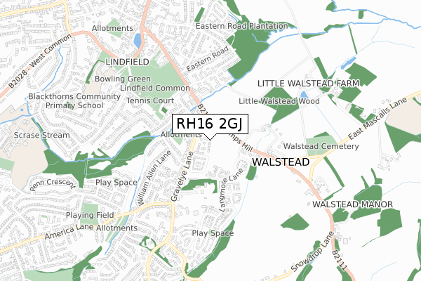 RH16 2GJ map - small scale - OS Open Zoomstack (Ordnance Survey)