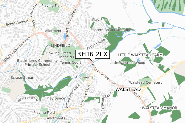 RH16 2LX map - small scale - OS Open Zoomstack (Ordnance Survey)